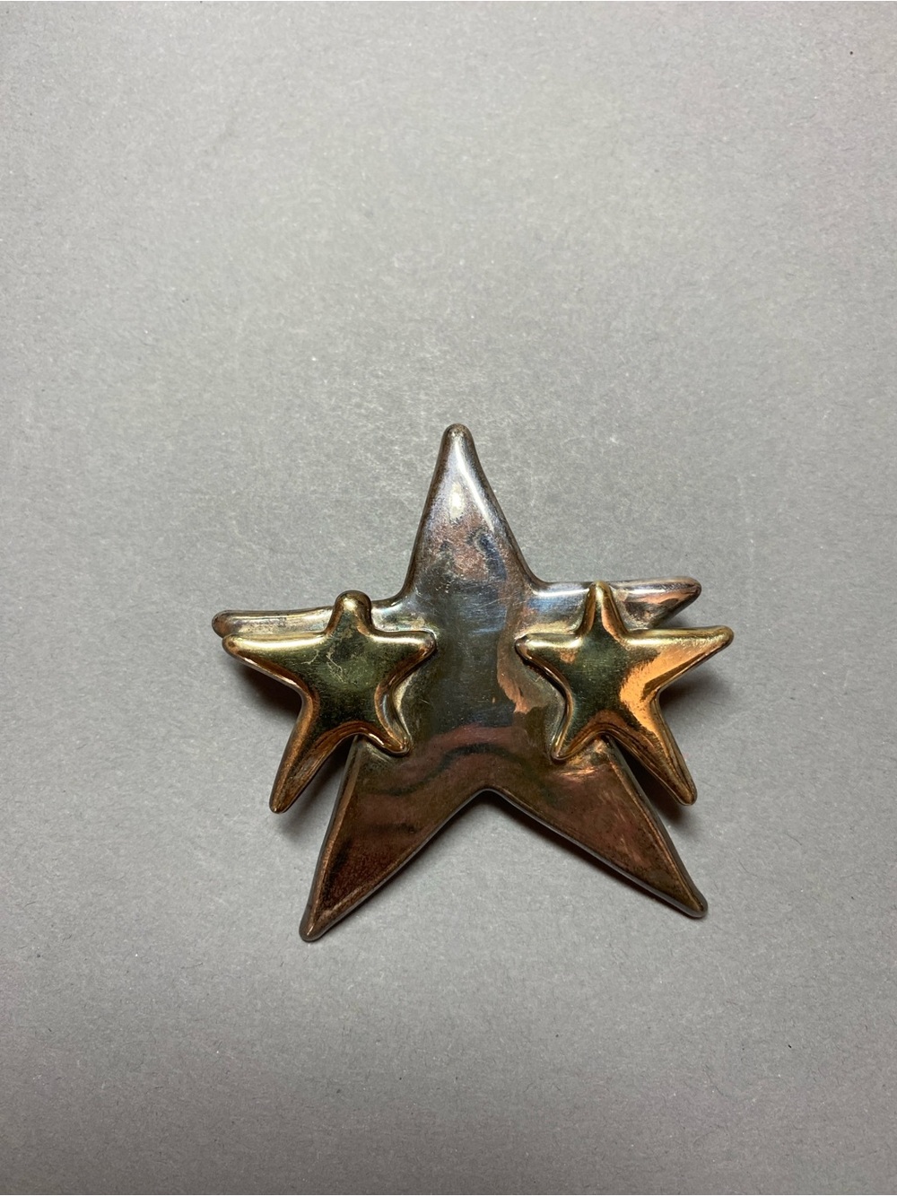 Vintage Bat AMi sterling silver gold  star pin pendant